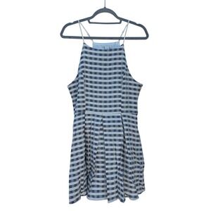 NWT Anthropologie Paper Crane Halter Plaid Black & White Dress, Lined, Sz M